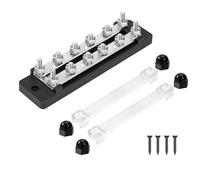 QIMEI-SHOP Bloques de Distribución de Energía 12V-48V BusBar 150A Caja de Distribución de Barra Colectora 2 Vías con 12 x M6 Pernos de Terminal para Automóvile Barco Negro