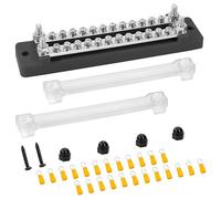 QIMEI-SHOP Bloques de Distribución de Energía 12V-48V Caja de Distribución de Barra Colectora 150A BusBar 2 Vías con 24 x M4 Pernos de Terminal para Automóvile Barco Negro