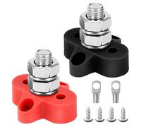 QIMEI-SHOP Bloques de Terminales de Batería M10 Bloque de Conexión de Pernos 12V-48V DC Distribución de Energía para Automóvil Camión RV Barcos Negro y Rojo 2 Piezas