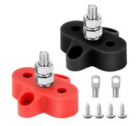 QIMEI-SHOP Bloques de Terminales de Batería M6 Bloque de Conexión de Pernos 12V-48V DC Distribución de Energía para Automóvil Camión RV Barcos Negro y Rojo 2 Piezas
