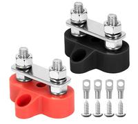 QIMEI-SHOP Bloques de Terminales de Batería M6 Bloque de Conexión de Pernos Dobles 12V-48V DC para Automóvil Camión RV Barcos Rojo y Negro 2 Piezas