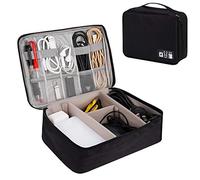 QIMEI-SHOP Bolsa de Accesorios Electrónicos Impermeable Organizador de Viaje para Tableta Estuche Cables de Almacenamiento SD Card Charger Hard Disk Black
