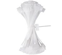 QIMEI-SHOP Bridas Plastico Blancas 150mm x 3 mm Bridas para Cables Etiquetas Amarre Cable Sujetacables Eléctricos para Gestión de Cablesde Jardinería 100 Piezas