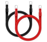 QIMEI-SHOP Cable Bateria 25mm² 50cm Cable Inversor de Batería 12V 3AWG Cables de Batería con M10 Terminales de Anillo para Automóvil Camión Moto Solar Marino Rojo y Negro 2 Piezas