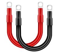 QIMEI-SHOP Cable Bateria 35mm² 30cm Cable Inversor de Batería 12V 2AWG Cables de Batería con M10 Terminales de Anillo para Automóvil Camión Moto Solar Marino Rojo y Negro 2 Piezas