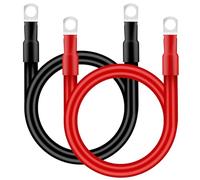 QIMEI-SHOP Cable Bateria 35mm² 50cm Cable Inversor de Batería 12V 2AWG Cables de Batería con M10 Terminales de Anillo para Automóvil Camión Moto Solar Marino Rojo y Negro 2 Piezas