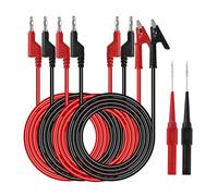 QIMEI-SHOP Cables de Multímetro Cable de Prueba de 4mm con Pinzas de Cocodrilo Conector Banana Sondas de Prueba para Polimetro Pinza Amperímetrica Negro y Rojo 6 piezas
