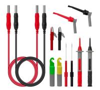 QIMEI-SHOP Cables de Prueba para Multímetro con Pinzas de Cocodrilo Cable de Conector Banana 1 m Sonda de Prueba Ganchos de Prueba Sondas de Punción 12 Piezas