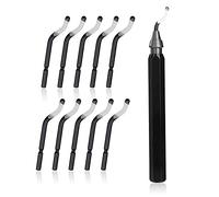 QIMEI-SHOP Desbarbador Herramienta de Desbarbado Manual con 10 Cuchillas de Repuesto Mango de Aleación de Aluminio para Impresoras 3D Aluminio Cobre Plástico 11 Piezas