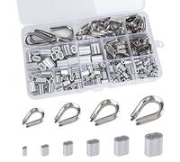 QIMEI-SHOP Juego de Fundas para Cuerda de Cable Manga de Aluminio M1.2 M1.5 M2 M2.5 M3 M4 Dedales de Acero Inoxidable M2 M3 M4 M5 con Caja de Almacenamiento 240 Piezas