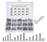 QIMEI-SHOP Juego de Tornillos y Tuercas M3 M4 M5 Hexagonal Tornillos de Cabeza Redonda de Acero Inoxidable Kits con Caja de Almacenamiento y llave Allen 500 Piezas
