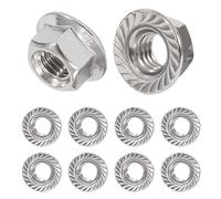 QIMEI-SHOP M10 Tuercas de Brida Autoblocantes de Acero Inoxidable Tuercas Hexagonales con Dentado de Bloqueo según DIN 6923 10 Piezas