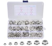 QIMEI-SHOP Tuercas de Brida Autoblocantes de Acero Inoxidable Tuercas Hexagonales con Dentado de Bloqueo M3 M4 M5 M6 M8 M10 M12 Surtido Kit según DIN 6923 105 Piezas