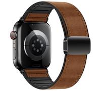 Qimela Correa magnética de cuero compatible con Apple Watch Band de 38 mm, 40 mm, 41 mm, 42 mm, 44 mm, 45 mm, 46 mm, 49 mm, para hombres y mujeres, pulsera de cuero genuino de grano superior para