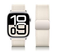 Qimela Correa magnética de cuero compatible con Apple Watch Band de 38 mm, 40 mm, 41 mm, 42 mm, 44 mm, 45 mm, 46 mm, 49 mm, para hombres y mujeres, pulsera de cuero genuino de grano superior para