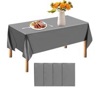 qimeyu Manteles Desechables,4 Piezas Mantel Gris,137x274 cm Mantel Gris Mesa Rectangular,Desechable para Eventos para Fiestas Cenas Bodas al Aire Libre