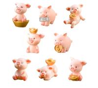 QIMMU 8 PCS Cerdo de la Suerte,Adorno Cerdito Decoración,Resina Pequeños Cerdos,Figuras de Cerdito de la Suerte,Amuletos Cerditos,Decoración Cerdo de Mesa,para Mucha Suerte en el Año Nuevo