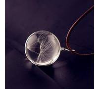 QIN Collar Diente de León Bola de Cristal Colgante Collar Encanto Moda Diente de León Natural Colgante Transparente Deseo de la Suerte