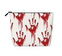 QIN&ZHENG Bloody Handprints - Neceser grande con cremallera y estampado de huellas de manos para mujer, ligera, color negro, talla única, talla única, NEGRO, One Size