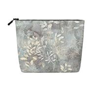 QIN&ZHENG Blue Grace - Bolsa de cosméticos con estampado de flora, bolsa de maquillaje grande con cremallera, bolsa de aseo para mujer, ligera, negra, talla única, talla única, NEGRO, One Size