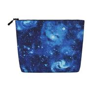QIN&ZHENG Blue Universe Space Galaxy - Neceser grande con cremallera y cremallera para mujer, ligera, color negro, talla única, talla única, NEGRO, One Size