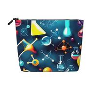 QIN&ZHENG Bolsa de cosméticos con estampado abstracto de ciencia química, bolsa de maquillaje grande con cremallera, bolsa de aseo para mujer, ligera, negra, talla única, talla única, NEGRO, One Size