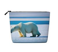 QIN&ZHENG Bolsa de cosméticos con estampado de hielo Polar Bear con cremallera, bolsa de maquillaje grande para mujer, ligera, negra, talla única, talla única, NEGRO, One Size