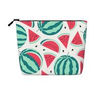 QIN&ZHENG Bolsa de cosméticos con estampado de sandía de frutas, bolsa de maquillaje grande con cremallera, bolsa de aseo para mujer, ligera, negra, talla única, talla única, NEGRO, One Size