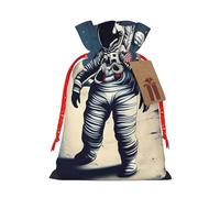 QIN&ZHENG - Bolsa de regalo con cordón para mujer, diseño de astronauta en la luna para Navidad, cumpleaños, 1 pieza