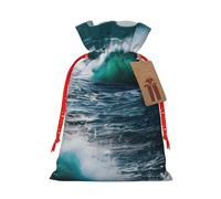 QIN&ZHENG Bolsa de regalo personalizada con cordón para mujer, diseño de agua de mar, para Navidad, cumpleaños, 1 pieza