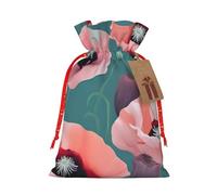 QIN&ZHENG Bolsa de regalo personalizada con cordón para mujer, diseño de amapolas pastel, bolsa de regalo personalizada, 1 pieza