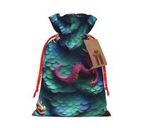 QIN&ZHENG - Bolsa de regalo personalizada con cordón para mujer, diseño de escamas de dragón mágico, 3D, para Navidad, cumpleaños, 1 pieza