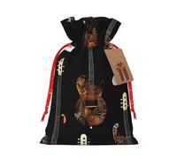 QIN&ZHENG Bolsa de regalo personalizada con cordón para mujer, diseño de guitarra artística para Navidad, cumpleaños, 1 pieza