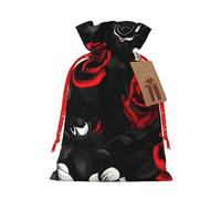QIN&ZHENG Bolsa de regalo personalizada con cordón para mujer, diseño de rosas negras, blancas y rojas, para Navidad, cumpleaños, 1 pieza