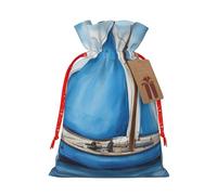 QIN&ZHENG - Bolsa de regalo personalizada con cordón para mujer, diseño de velero azul, 1 pieza