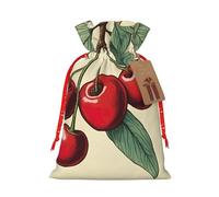 QIN&ZHENG - Bolso de regalo personalizado con cordón para mujer, diseño de cerezas rojas para Navidad, cumpleaños, 1 pieza