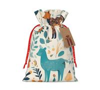 QIN&ZHENG - Bolso de regalo personalizado con cordón para mujer, diseño floral y animal, para Navidad, cumpleaños, 1 pieza