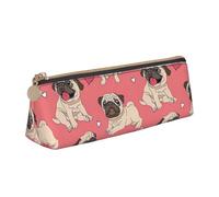 QIN&ZHENG Estuche de maquillaje ligero de piel con estampado de pug, cachorro y perro, blanco, One Size, elegante, blanco, talla única, Elegante