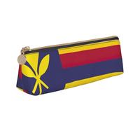 QIN&ZHENG Estuche pequeño triangular de piel con estampado de bandera del Reino de Hawái, ligero, organizador compacto, color blanco, talla única, elegante, Blanco, One Size, Elegante