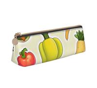 QIN&ZHENG Estuche triangular de piel con estampado de frutas y verduras de dibujos animados, ligero, organizador compacto, blanco, talla única, elegante, blanco, talla única, elegante, blanco, One