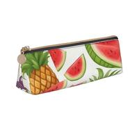 QIN&ZHENG Fresh Juicy Fruits - Estuche triangular de piel con estampado de piña, bayas de uva, naranja, ligero, organizador compacto de impresión completa, blanco, talla única, elegante, blanco, talla