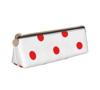 QIN&ZHENG Funda triangular de piel con estampado de lunares. Estuche ligero para cosméticos, organizador compacto con impresión completa, color blanco, talla única, elegante, blanco, One Size,