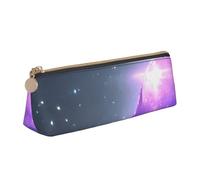 QIN&ZHENG Galaxy Starry Space Purple Starry Print Fashion Leather Triangular Pouch Lightweight Cosmetic Case Full-Print Compact Organizer, White, One Size, Elegante, Blanco, Talla Única, Elegante,