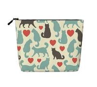 QIN&ZHENG Happy Walking Kitty - Estuche de maquillaje ligero con cremallera para mujer, color negro y blanco, blanco y negro, talla única