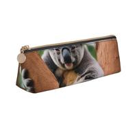 QIN&ZHENG Hugging Tree Koala - Estuche triangular de piel con estampado de koala, ligero, organizador compacto de impresión completa, blanco, talla única, elegante, blanco, talla única, elegante,