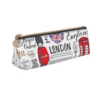 QIN&ZHENG I Love London - Estuche triangular de piel con estampado de Londres, ligero, organizador compacto de impresión completa, color blanco, talla única, elegante, blanco, talla única, elegante,