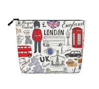 QIN&ZHENG I Love London - Neceser grande con cremallera para mujer, ligera, color negro, talla única, color negro, NEGRO, One Size