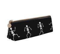 QIN&ZHENG Interesante estuche triangular de piel con estampado de esqueleto, ligero, organizador compacto con impresión completa, color blanco, talla única, elegante, blanco, One Size, Elegante