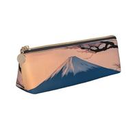 QIN&ZHENG Japan Mount Fuji - Estuche triangular de piel con estampado de paisaje ligero, organizador compacto de impresión completa, blanco, talla única, elegante, blanco, talla única, elegante,