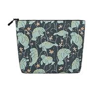 QIN&ZHENG Manatee - Estuche de maquillaje con cremallera para mujer, color negro, talla única, color negro y blanco, talla única, blanco y negro, talla única